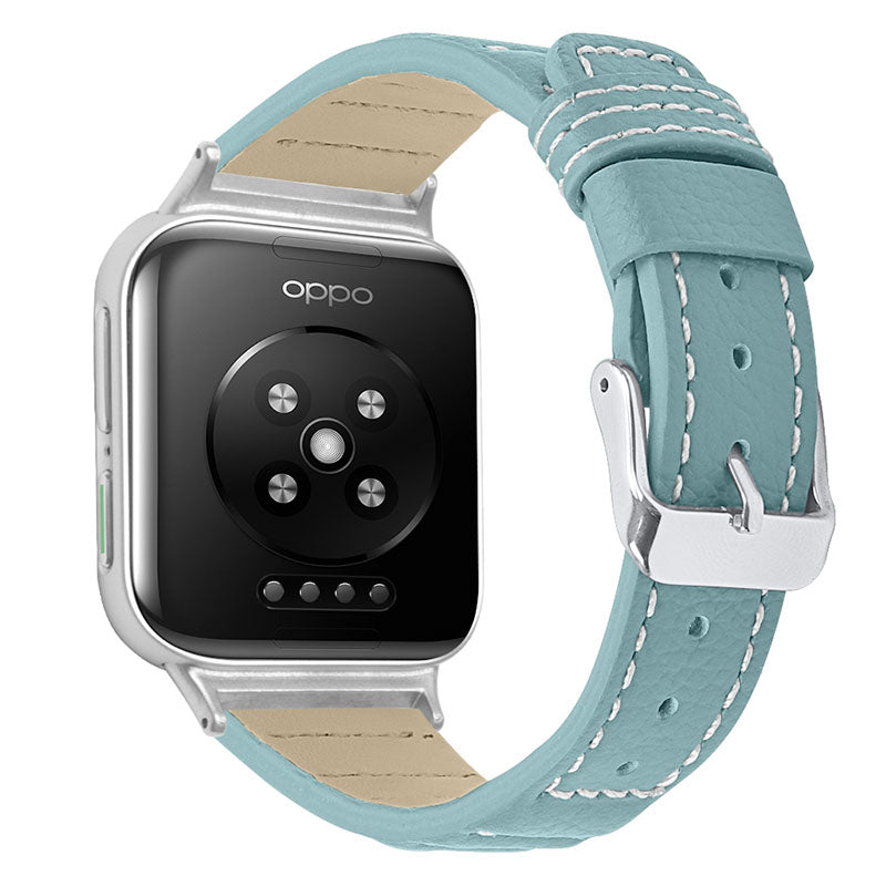 Top Layer Cowhide Genuine Leather Stylish Wave Texture Wrist Band Replacement Smart Watch Strap with Buckle for Oppo Watch 41mm Top Layer Cowhide Genuine Leather Stylish Wave Texture Wrist Band Replacement Smart Watch Strap with Buckle for Oppo Watch 41mm
